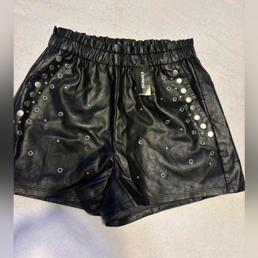 Express Black High Waist Studded Shorts
